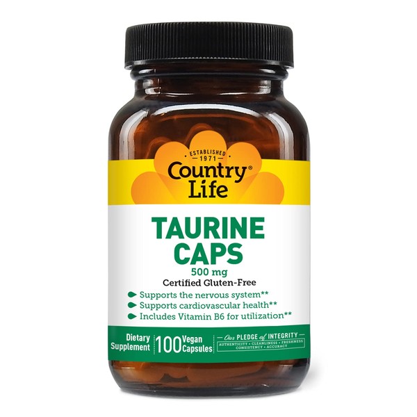 Country Life Vitamins - Taurine 500mg - 100 Capsules
