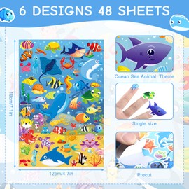48 Sheets Ocean Sea Animal Stickers for Kids 2000+ Cute Fish Stickers Ocean Sticker Tropical Shark Wall Decal Self Adhesive Under The Sea Sticker for Ocean Theme Party Decor Skateboard Class Rewards