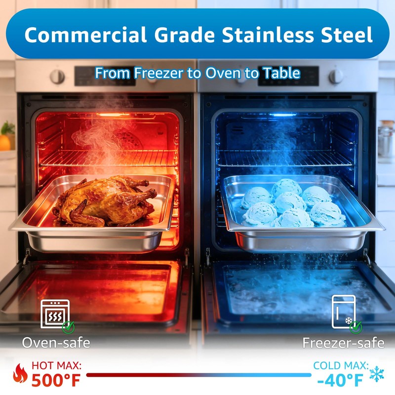 1/2 Half Size Hotel Pans with Lids | 4" Deep
