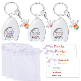 MKISHINE 3pcs Shopping Trolley Token – Trolley Remover – Educator with Heart – Educator – Thank You – Choice of Motif/Colour – Gift – Nursery – Farewell Small Gifts, Pearl Angel Key Ring