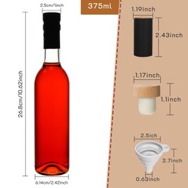 DHSBTLS 12 Pack 12 oz/ 375 ml Clear Glass Bottles With Cork Lids & Seal Shrink Capsules Caps, Home Brewing Wine & Juicing Bottles for Bordeaux Wine,Beverage, Sparkling Wine, Kefir, Decor