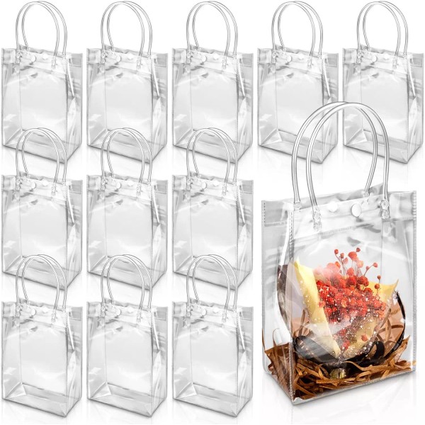 18 Pack Clear Plastic Gift Bags with Handle,9.06" X 6.7"