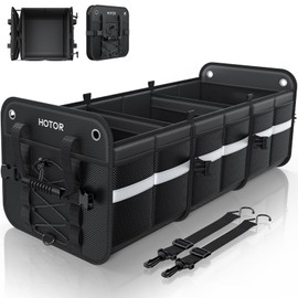 HOTOR Trunk Organizer for SUV – Car Storage Box with Reflective Strips, Collapsible Car Organizer with Large Capacity, Essential Car Accessories for Truck, Van & Sedan, Black, 33.1" x 13.0" x 12.0"