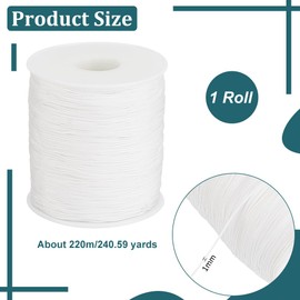 PH PandaHall 220 m Nylon Thread 1 mm Nylon Cord for Jewellery Making Wind Chime Replacement Cord Kumihimo Macrame Thread White Lift Shade Cord for Windows Rollers Repair