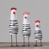 3Pcs Mediterranean Style Wooden Carved Chicken Set Collectable Figurine Showcase