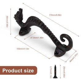 KLEHOPE Black Door Handles, 170 mm Furniture Handle, House Door Handle, Door Handles with 4 Screws, Front Door Handle, for Furniture Doors, Windows, Cabinets, Garden Doors and Other Scenes