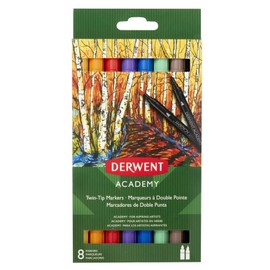 Derwent Academy 98206 Fine Point Marker with Brush (Pack of 8)