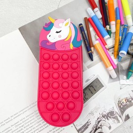 Forreen Pencil Case Boys Aesthetic Cartoon Cute Crocodile 2 in 1 Pencil Holder Push Bubble Pop Anti Stress Sensory Toy, Green, Children's pencil case