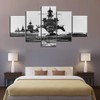 Black and White Canvas Wall Art War Ship Painting for