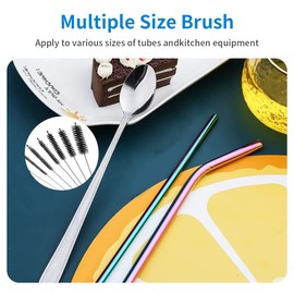 Juego de 10 cepillos de drenaje flexibles y cepillos de limpieza de pajilla, cepillos de limpieza de tuberías, cepillo para polvo de manguera de doble extremo de acero inoxidable de 61 pulgadas y cepillo para polvo de limpieza de tubo CPAP largo de nailo