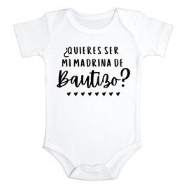 Nene Glamour Quieres ser mi madrina de Bautizo? | Will you be my godmother? | Baby Christening Bodysuit| Gift for Godmother Baby Bodysuit |Baptism Proposal in Spanish (6-9 Months)