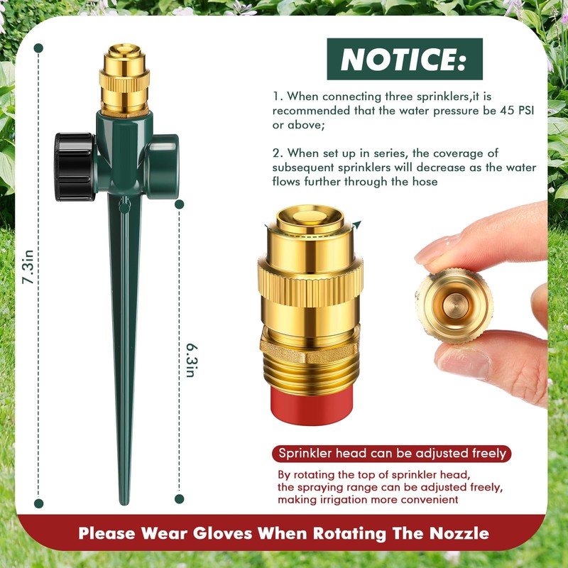 Landical Above Ground Irrigation Garden Sprinkler System 3 Pack Lawn