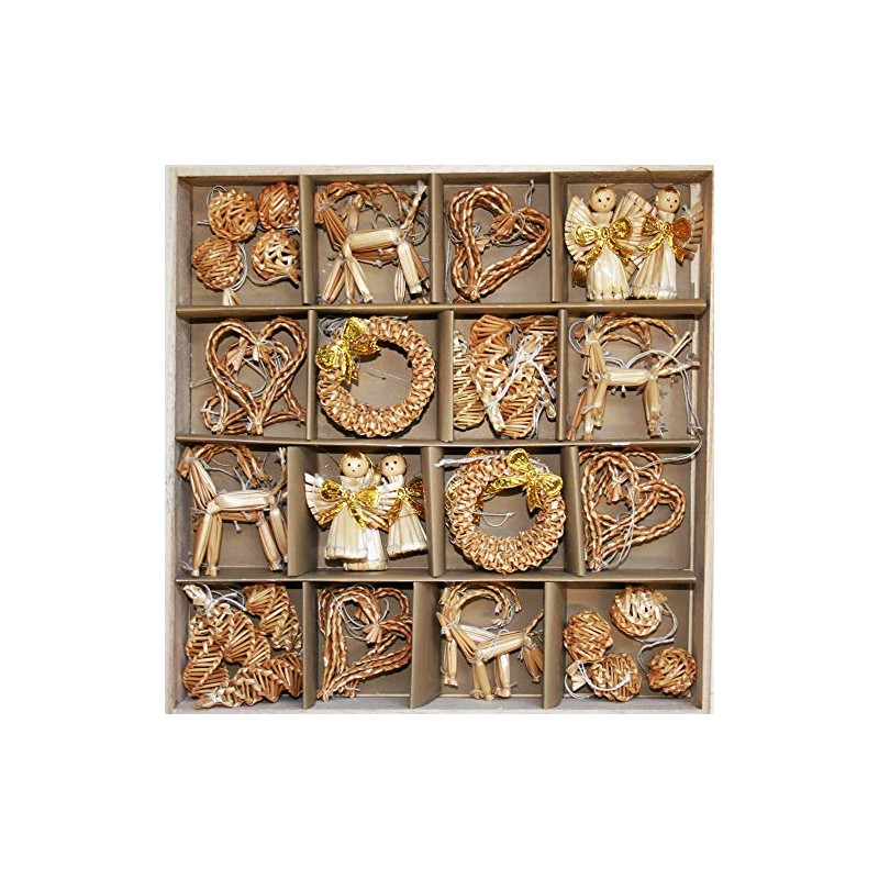 Straw Ornaments - Boxed Assortment (48 pc)