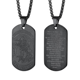 Archangel Saint Michael Pendant Black Necklaces Vintage Dogtag Mens Jewelry Women st Michael Protection Necklace for Men