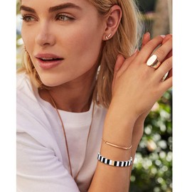 Urwomin Enamel Tile Bracelets Rainbow Tile Bead Stand Bracelets (A White+Black)