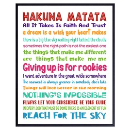 Quotes Wall Decor - Hakuna Matata - Inspirational Gifts for Women, Men, Kids, World Fans - Motivational Wall Art - Decorations - 8x10 print Unframed