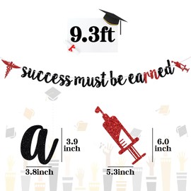 Success Must be Earned Banner, Congrats BSN/RN/LPN, Nurse Grad, Nursing School Survivor Graduation Party Decorations Supplies