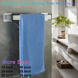 12 Inch Towel Bar for Bathroom 12/16/24/28/32/36 Inch Kitchen Towel Holder Brushed Nickel Towel Rod Wall Mounted SUS304 Rustproof Towel Rack Modern Square Design (Brushed Nickel, 12 Inch)