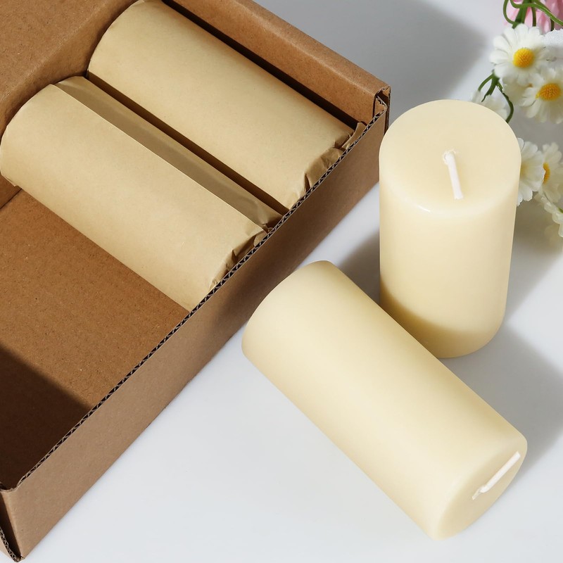 4 Pack Beeswax Pillar Candles,172 Hours Long Burning Pure Off-White