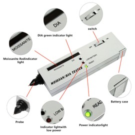 2 Pieces Diamond Tester, High Accuracy Jewelry Diamond Tester, ​Professional Diamond Detector with 30X and 60X Mini LED, Foldable Magnification