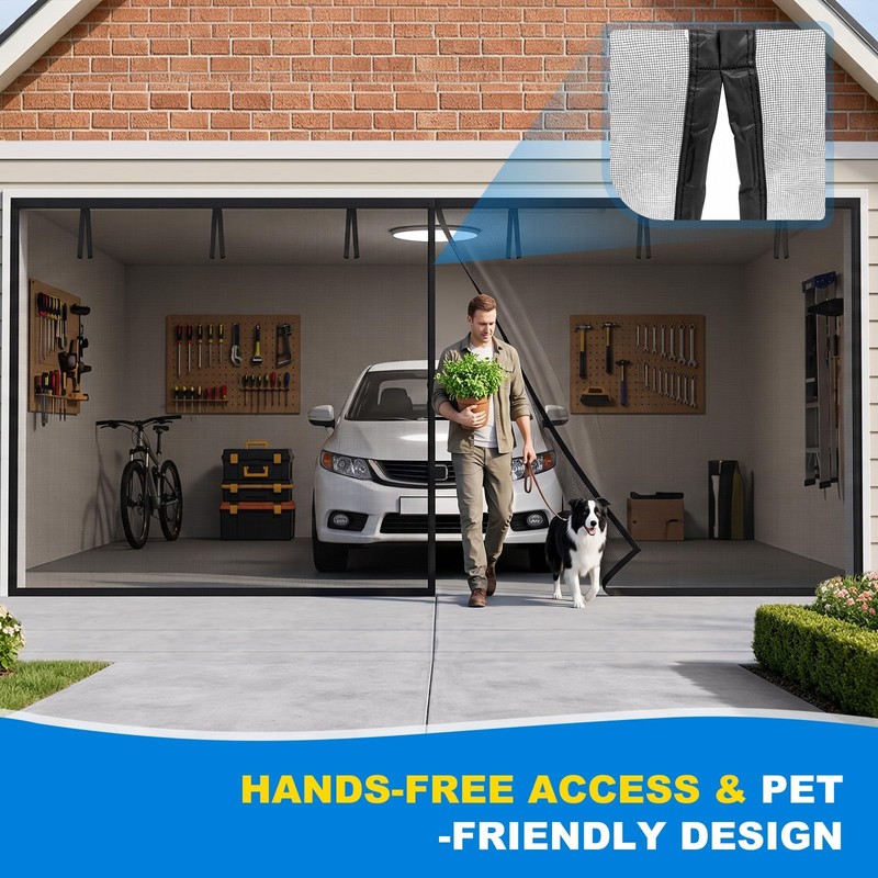 16x7FT Garage Door Screen for 2 Car