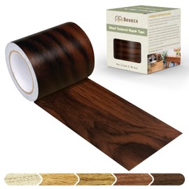 Besezx Wood Grain Repair Tape, 2.4" X15', Self Adhesive Wood Grain Repair Patch for Tables, Chairs, DIY,Baseboards, Doors, Windows, Floors and Furniture Renovation.（Brown）