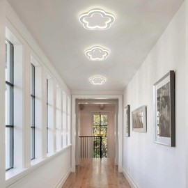 Linovix Modern LED Ceiling Light With Remote Control 21w 9.8 Inch White Semi Flush Mount Ceiling Fixture Light Three Color Dimming(3000k-6000k)For Bathrooms kitchen Corridorslaundry Room Or Stairwell