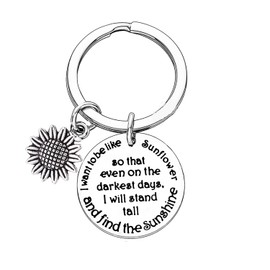 Sunflower Keychain Gifts Sunflower Gifts for Women Inspirational Gift for Girls Boys Friend Keyring Graduation Birthday Gift Spiritual Gifts