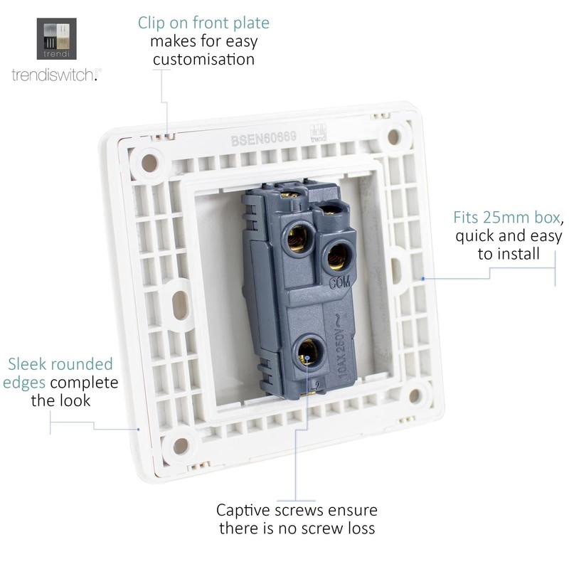 Trendi 1 Gang 2 Way 10 Amp Rocker Chrome Light