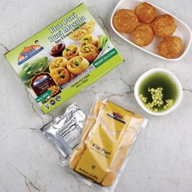 Rani Pani Puri Coins (Uncooked, Microwaveable wheat and Semolina Coins) 7oz (200g) with Pani Puri Masala (14-Spice Blend for Indian Spicy Water) 3.5oz (100g) ~ All Natural | Vegan | NON-GMO