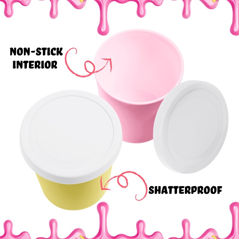 Nuenen 5 Pack Ice Cream Containers 1Qt Freezer Storage Tubs