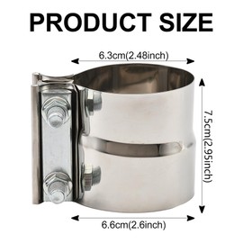 Blueshyhall Exhaust Clamp, Pipe Connector Stainless Steel with M10 Galvanised Screw Nut, Universal Exhaust Repair Kit, Double Clamp, Clamps for Exhaust Muffler, Catalytic Converters, Exhaust Systems