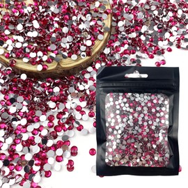 CLRDIVA Craft Rhinestones Resin 4mm Dark Hot Pink Rhinestones for Crafting Flatback Rhinestone Bedazzling Gems Bulk Jelly Crystals Round Diamonds for Shoes Tumblers Nails Makeup DIY Bling Decoration
