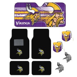 MINNESOTA VIKINGS 4pc CARPET FLOOR MATS / SUNSHADE /2pc AIR FRESHER /2pc EMBLEMS