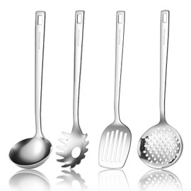 MAXCOOK Stainless Steel Kitchen Utensils Set, 4-Piece Cooking Utensils, Stainless Steel Spoon Set, Cooking Spoon, Kitchen Wok Utensils Set (Dishwasher Safe)