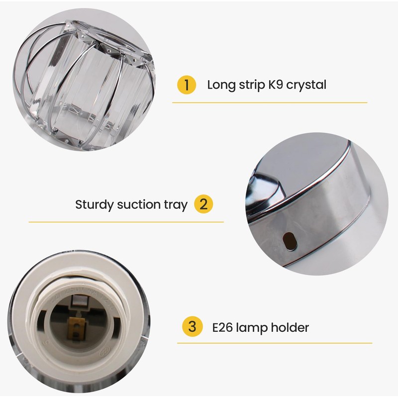 FRIXCHUR Small Ceiling Light Semi Flush Mount Ceiling Light Chrome