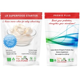 Cutting Edge Cultures LR SuperFood Starter Culture + Prebio Plus L. Reuteri ProBiotic Low and Slow Yogurt Cultured Dairy Lactobacillus Prebiotic Fiber (LR & Prebio Plus)