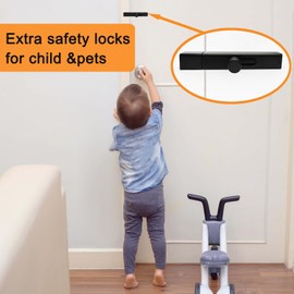 ANTEISI Barrel Bolt Latch Barrel Lock Slide Lock,Gear Handle French Door Locks,Inner Security Door Lock Hatch,Bedroom Door Lock Door Reinforcement Locks,Door Slide Bolt Lock Cabinet Lock (Black)