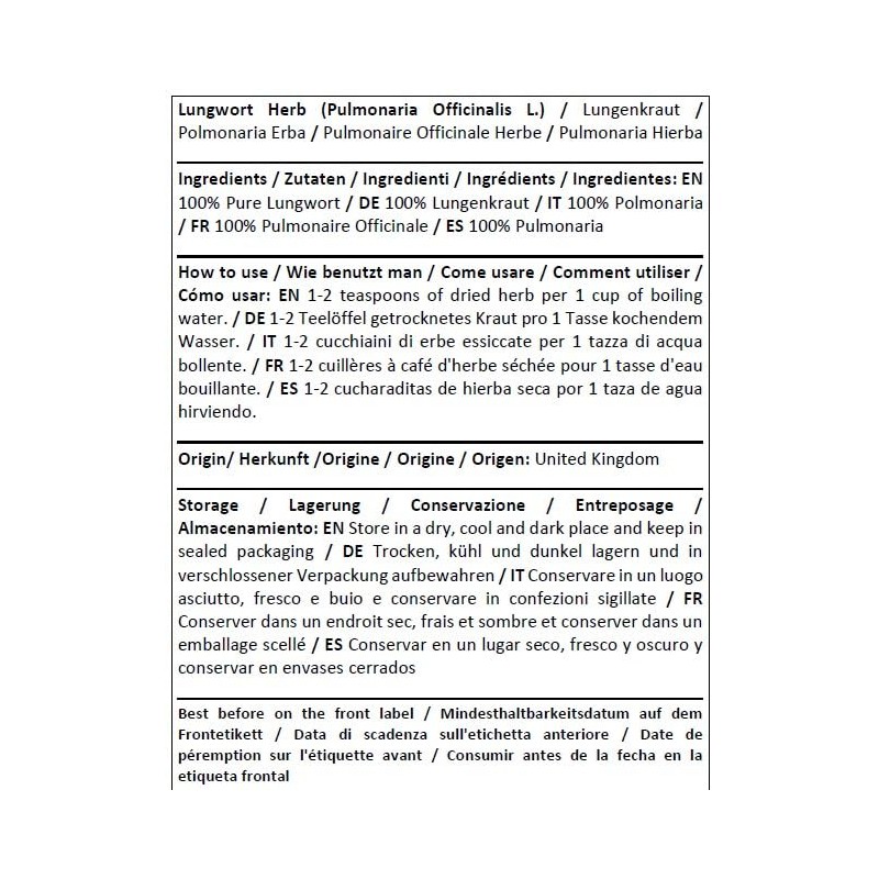 Herba Organica - Lungwort Herb - Pulmonaria officinalis L -