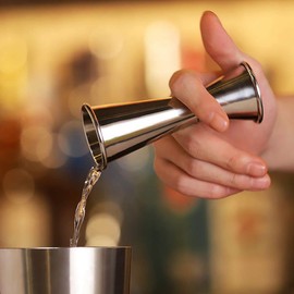 Cocktail Jigger, 25ml/50ml Double Side Japanese-Style Stainless Steel Spirit Measure Measuring Cup