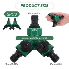 suuosl 2Pcs Hose Pipe Connector 2 Way, Garden Tap Hose Splitter with Dual Independent Valves, Durable ABS Hose Pipe Connector Y Adapter for Outdoor Garden Irrigation, Fits Standard Taps