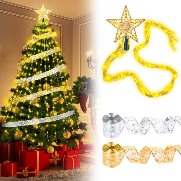 Phestival Christmas Tree Star Topper Set [9.5 Inch] - Gold