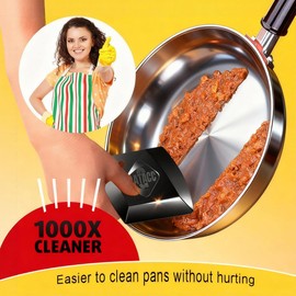 G.CATACC 4-Pack Pan Scrapers, Durable Plastic Dish Scraper Tool for Kitchen Cast Iron Pot Pan Skillets, Cookware Cleaning