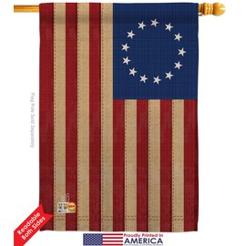 Ornament Collection HS192174-BO Heritage Betsy Ross Americana Historic Impressions Decorative Vertical 28" x 40" Double Sided House Flag Set Pole Bracket Hardware