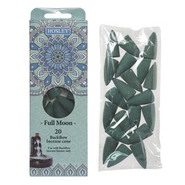 Hosley Backflow Full Moon Fragrance Incense Cones Infused with Essential Oils for Tranquil Bliss and Aromatic Elegance Pack of 120 Incense Cones 6 Pack