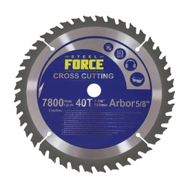 Steel Force WC7224 7-1/4 Inch 40T with 5/8 Inch Arbor TCT Circular Saw Blade for Wood Cutting (40T)