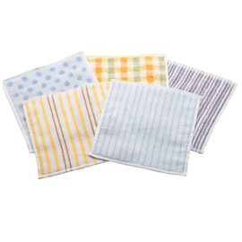 Mini Handkerchief Towel, Small Handkerchief, For Children, Kids, Handkerchief, 5 Pieces, A-D Set, Mini Towel Handkerchief, Ladies' Gift, Farewell, Hand Towel, Water Absorbent, 100% Cotton, 7.9 x 7.9