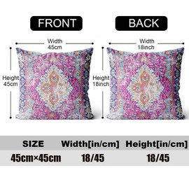 ZSYTZL Boho Throw Pillow Covers 18x18 inch Set of 2,Soft Pillowcases Bohemia Carpet Pattern Decorative Sofa Living Room Bed Square Pillow Case Cushion Cover-Purple