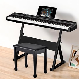 FILISITE Piano Bench with Waterproof Padded Cushion, Makeup Stools for Vanity, Bench for Living Room/Bedroom (Black)