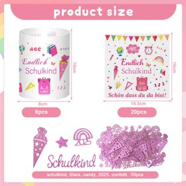 Pack of 20 Napkins School Decoration Girls 8 Pieces School Child Lantern Table Decoration 100 x First Day of School Confetti for School Introduction 2025 Decoration